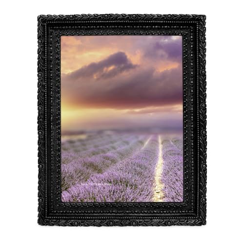 Isaac Jacobs 5x7 Black Vintage Inspired Antique Library Frame | Horizontal & Vertical for Tabletop and Wall Display, Home Decor, Decorative Art Design (5x7, Black) - color: Black, size: 5x7