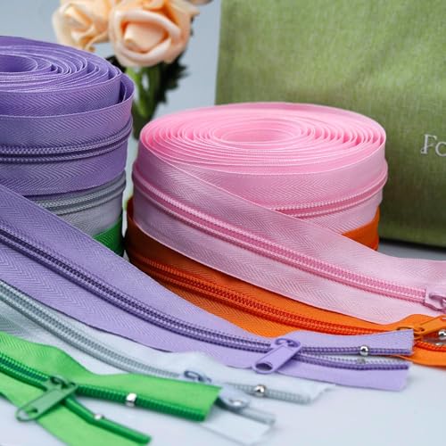 #3 Nylon Zipper Tape for Sewing: YZSFIRM 10 Yards Rose Red by The Yard Nylon Coil Zippers for DIY Sewing Craft with 10 Bulk Metal Zipper Slider and 10 Double Slider - color: 144 Rose Red, size: #3 Zipper