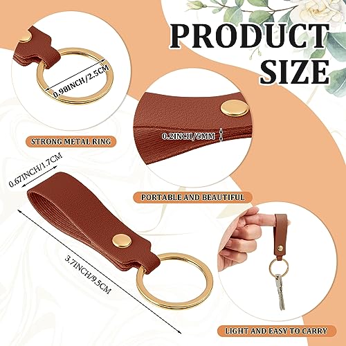 Wavyknot 100 Pcs PU Leather Keychain Blanks Bulk Laser Engraving Blanks Keychain Kit with Key Rings for DIY Key Chains Craft(3.7 x 0.7 Inches, Dark Brown) - color: Dark Brown, size: 3.7 x 0.7 Inches