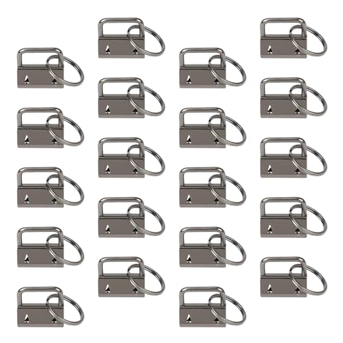 20 PCS Keychain Wristlet Hardware Set, 1 Inch Key Fob with Rings for DIY Bag Webbing, Lanyard & Wrist Strap Making Supplies (20pcs-Black) - color: 20pcs-Black