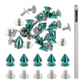 PATIKIL 12mm Studs for Clothing, 24 Sets Spikes for Clothes Studs and Spikes Leather Rivets Metal Cone Punk Spikes Screw Posts with Hole Puncher for Leather Jacket Fabric, Dark Blue - color: Dark Blue