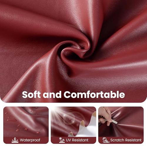 Marine Vinyl Fabric, Upholstery Faux Leather Fabric by The Yard, 0.95 mm Thick PU Leather Sheets for Sofa Chairs Handbags Hair Bows Earrings Crafts (1 Yard 36''X 54'', Burgundy) - color: Burgundy, size: 1 Yard