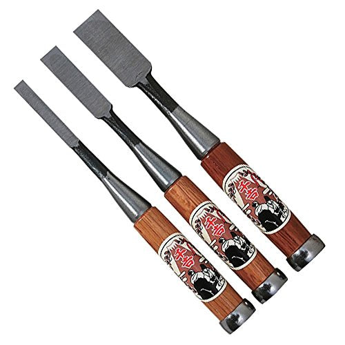 Senkichi Bronze Award for Carpentry Chisels, Chisel Only, Set of 3, Blade Width: 0.39, 0.6, 0.9 inches (9, 15, 24 mm), For Carpentry, Steel Included, Red Oak Pattern