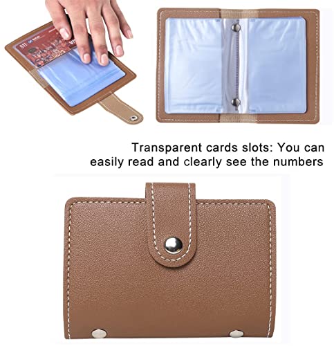 Stealodeal PU Leather Card Holder – Multi-Compartment Organizer for Debit/Credit/ATM Cards (Unisex Design) (Brown 26 Slots) - color: Brown 26 Slots