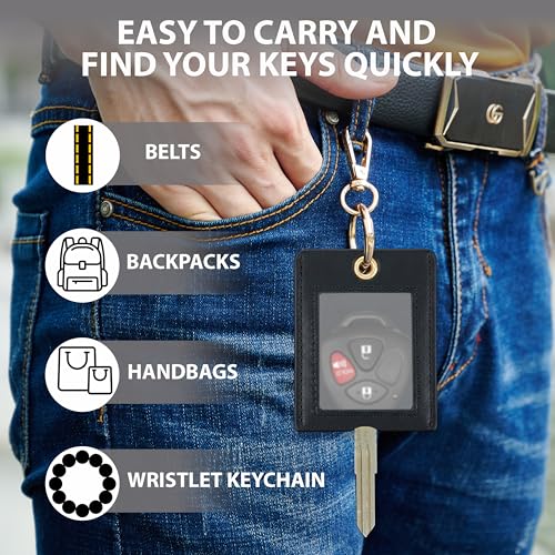 Leather Key Cover for Broken Car Key Loop Replacement | Double-Layer PU Leather Protects Car Keys from Scratches and Damage - color: Extra Large-black04