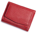 Small Wallet Women Genuine Leather RFID Blocking Trifold Tiny Wallets with Snap Coin Pouch 7 Card Solts