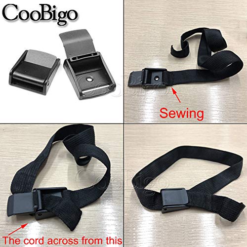 CooBigo 5pcs Webbing Cam Buckles Plastic Black Toggle Clip Backpack Straps - color: 1 Inch