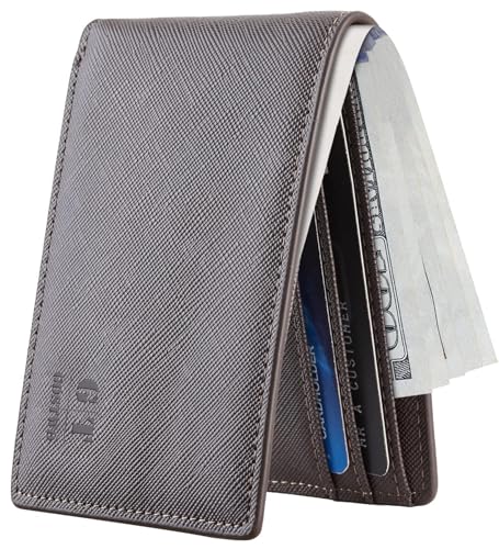 Gostwo RFID Blocking Bifold Wallet for Teen Boys & Men, Credit Card Holder - color: Grey Cros