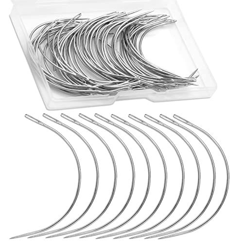 Curved Needle, 50 PCS Curved Sewing Needles, Curved Upholstery Needle | Curved Needles for Hand Sewing, Leather Needles, Upholstery Needles Curved Heavy Duty for Leather Repairing, Hand Stitching - style: 50 PCS B
