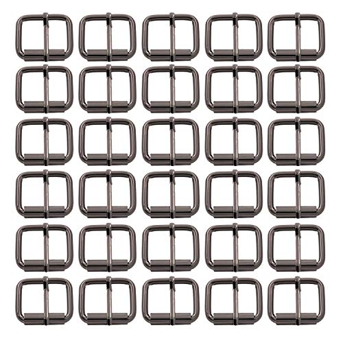 BIKICOCO Roller Buckle, 1'' x 3/4'' Heel Rolling Bar Buckles for Bags Leather Webbing Straps, Gunmetal - Pack of 30 - color: Gunmetal X 30 Pcs