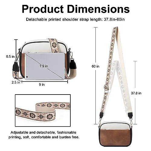 CLUCI Crossbody Bags for Women Crossbody Purses for Women Cross Body Bag Crossbody Purse with Adjustable Wide Strap | Womens Cross Body Bag Purse, Adjustable Wide Strap, Gifts for Women - color: 1-4black With Brown and White