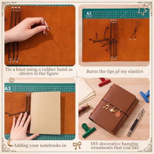 Chicplaid DIY Leather Bookbinding Kit, Refillable Journal Cover Making Set with Full Grain Cowhide Sheet, 4-Color Elastic Cords, Brass Eyelets & Essentials with Manual(A5,Dark Brown) - color: Dark Brown, style: A5