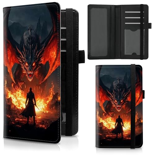 Checkbook Cover for Duplicate Checks,Slim Durable RFID Blocking Checkbook Credit Card Holder for Personal and Business Checks-Dragon and Knight - color: Dragon and Knight