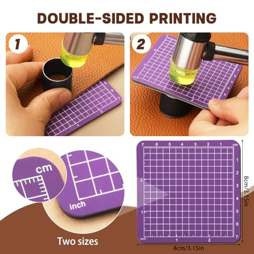 24 Pcs Leather Circle Dies Cutter Tool Set with 4 Pcs Leather Punch Pads, High Carbon Steel Round Craft Punching Tools Kit, Cutting Mat, Sound Absorbing Pad and Self Healing Cutting Mat