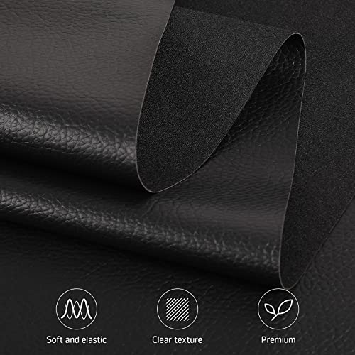 Marine Vinyl Upholstery Faux Leather Fabric, 1 Yard Black | Marine Grade Faux Leather Vinyl by the Yard, Waterproof, Soft & Durable, for Boat, Furniture Upholstery, DIY Sewing Crafts - color: Black, size: 1 Yard 55" x 36" (Pre-cut)