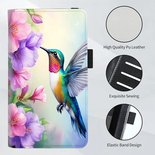 Checkbook Cover for Women and Men, RFID Blocking PU Leather Checkbook Holder Wallet Case with Elastic Strap & Multiple Card Slots, for Checks and Cards, Hummingbird by Flowers - color: Hummingbird by Flowers