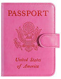 Passport Holder Cover Wallet RFID Blocking, Travel Essentials - color: Pink