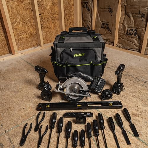 AWP Tool Bags, Premium Tool Bag, Black, Durable Tool Tote, for Professionals and Contractors - size: 14 Inch, style: Tool Bag