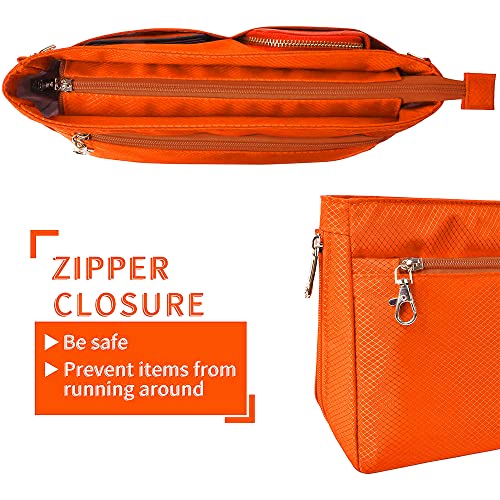 Vercord Expandable Nylon Handbag Purse Organizer Insert Liner Shaper Bag in Bag Orange Medium - color: Orange, size: Medium