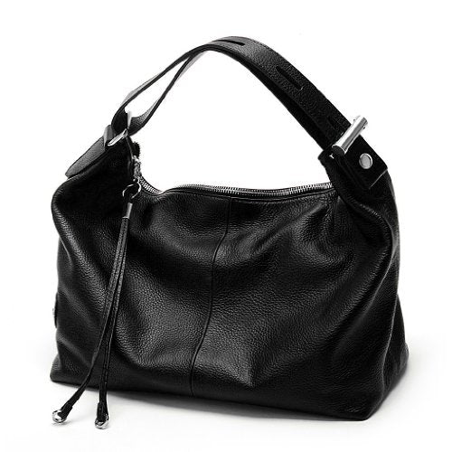 zency 6 Colors Fashion 100% Real Genuine Leather Women Shoulder Bag Handbag Lady Casual Tote - color: Black