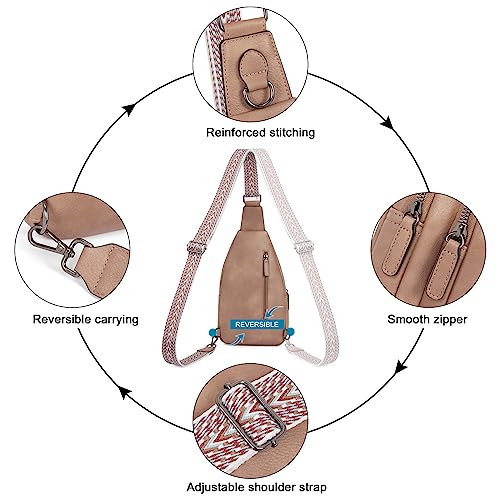 CLUCI Crossbody Bags for Women Men,Leather Sling Bag Cross Body Backpack for Woman Gifts for Women Birthday Unique - color: 1 Light Brown