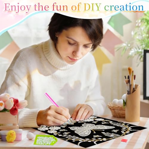 Xylzzuit DIY Pearl Painting Canvas Tote Bag Kit 11.42IN Diamond Art Handbag for Women Shopping Grocery Bag Dots Beads Art Craft Gift (Butterfly) - color: Butterfly