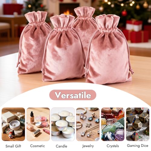 HRX Package 4 Pack Soft Velvet Gift Bags 5.1x7.8 in for Tarot Cards (Pink) - color: Pink