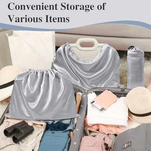 Ersmak 6 Pack Dust Bags for Handbags - Grey Silk Dust Cover Bag for Purses Shoes - Satin Drawstring Dustproof Bags for Travel Storage - 23.6 x 19.7 In - color: Grey, size: 23.6 x 19.7 In