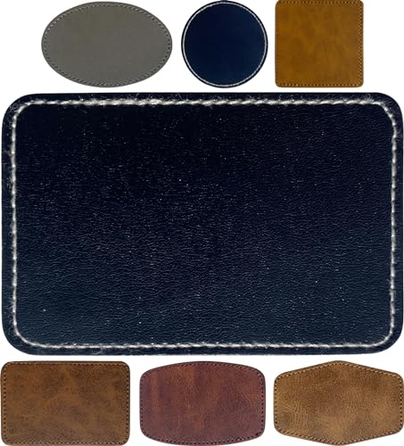 Black Blank Leatherette/Leather Patches for Hat Laser Engraving Iron-on with Heat Press Adhesive Backing (30 Pack,3 × 2 Inch) - color: Black, size: Rectangle