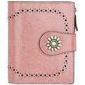 Womens Leather Wallet Small Compact RFID Blocking Credit Card Case Purse with Zipper Pocket | Small - color: Dark Pink