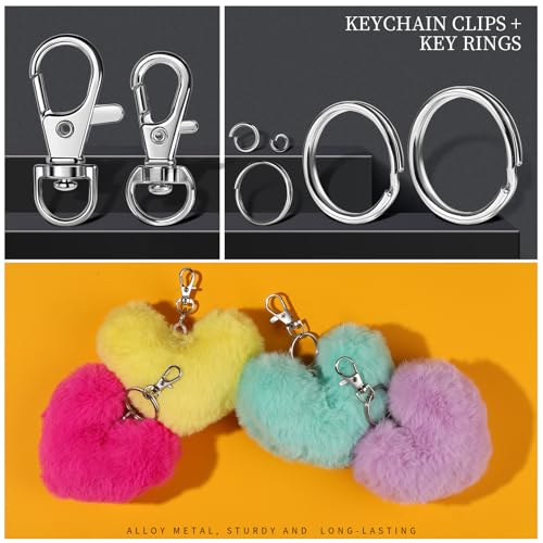 LEOBRO Keychain Making Kit, 265PCS Keychains Clips and Key Rings, Well Crafted Sturdy Key Chain Making Kit, Key Chain Rings, Keychains Hooks, for Key Chains, Lanyard, Jewelry Making, Crafts, Silver - color: A-Silver