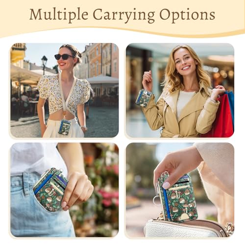Kelvoris Credit Card Holder Small Wallet Women, Slim RFID, Cute Hedgehog | Keychain, Zipper Coin Pocket, Front Pocket Thin Travel Card Case, Minimalist, 6 Card Slots, 1 ID Window, Ladies Gifts Woman - color: Hedgehog