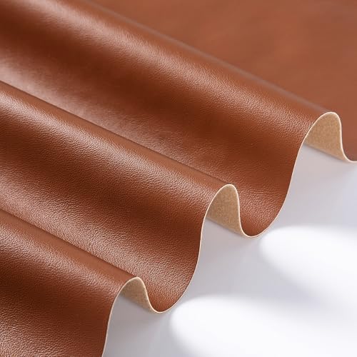 Marine Vinyl Fabric, Upholstery Faux Leather Fabric by The Yard, 0.95 mm Thick PU Leather Sheets for Sofa Chairs Handbags Hair Bows Earrings Crafts (1 Foot 12''X 54'', Brown) - color: Brown, size: 1 Foot