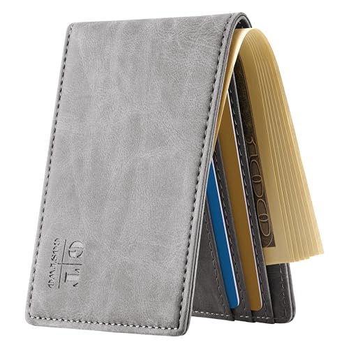 Gostwo RFID Blocking Bifold Wallet for Teen Boys & Men, Credit Card Holder - color: Grey Vintage