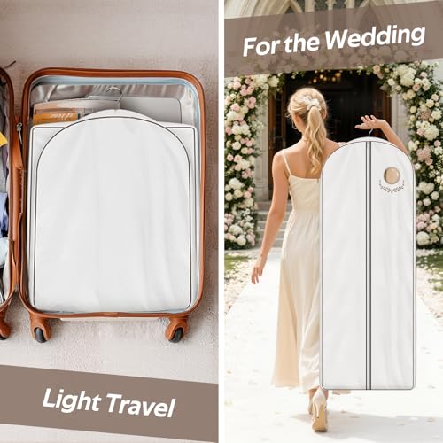 MISSLO 60" Cotton Garment Bag for Long Dress Breathable Fur Coat Storage Bag Women Dress Cover Luxury Garment Bags for Hanging Clothes Travel for Fur Coat, Jacket, Gown, Suit - size: 60 inch