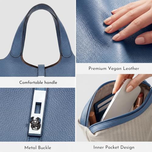 Tote Bag for Women Top Handle Handbag Satchel Bag for Women Vegan Leather Lock Design Bucket Purse for Work Evening - color: Af