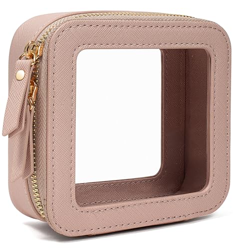 Clear Makeup Bags - TSA Approved Toiletry Bags with Zipper, Makeup Organizer for Carry-on Travel Essentials, Cosmetic Bags for Women & Men (Mini Nude) - color: Nude, style: Mini