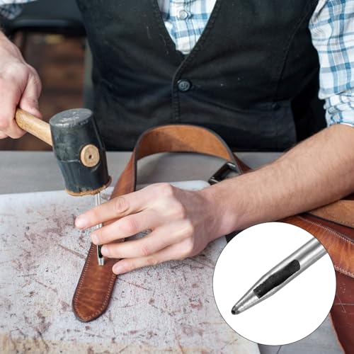 0.5MM Leather Hole Punch Tool [4PCS] - Metal Round Belt Hole Puncher Use for Leather Working & Belts & Watch Band & Paper & Plastic - [Silver Tone] Round Hollow Tools - size: 0.5mm