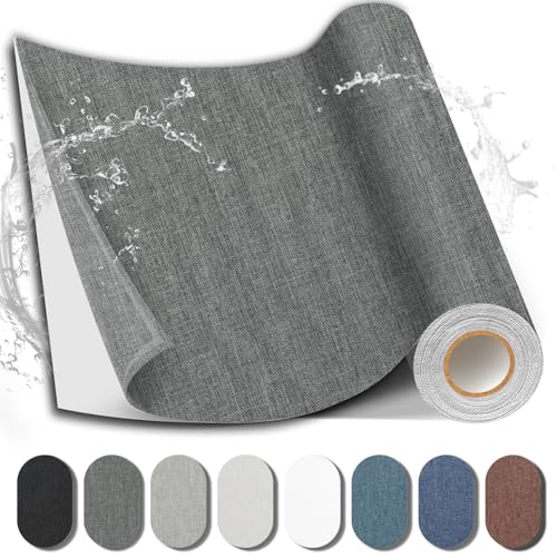 Fabric Repair Tape, Self-Adhesive Couch Patch for Furniture, Cloth | Linen, Self-adhesive, quick repair, strong stick, large size, couch repair patch, furniture repair tape, cut to size - color: Linen Dark Grey, size: 3.5X79 Inch
