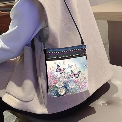 DDGYP Butterfly Purse Diamond Painting Crossbody Bag，1PC | Diamond Art Kits for Adults Women, PU Leather Art Bag, DIY Craft Kits for Adults, Ideal Gift for Handmade Lovers - color: Butterfly Flower 5