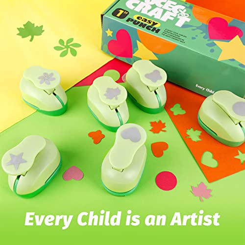 UCEC Paper Punches for Crafting, 1 Inch Craft Puncher, 6 Pcs Hole Punch | Shapes Cutters for Paper Craft Heart, Circle, Star, Butterfly, Maple Leaf, Flower Punch Sets for DIY Projects Scrapbook - style: 6 Diffrent Shapes Set 2