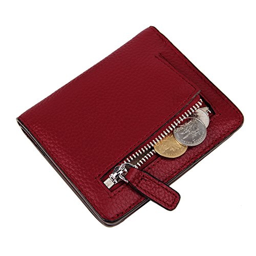 Small Leather Wallet for Women, Ladies Credit Card Holder RFID Blocking Women's Mini Bifold Pocket Purse - color: Wine Rfid Blocking
