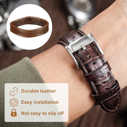 HARFINGTON Leather Watch Band Loops Replacement Watch Band Keeper Watch Strap Holder Retainer Wristwatch Strap Fastener Rings - color: Brown, size: 20mm
