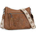 Crossbody Bags for Women, Medium Vegan Leather Purses | Large Capacity Multi-Pocket Embossed Shoulder Bag with Boho Strap for Daily Travel - color: Brown
