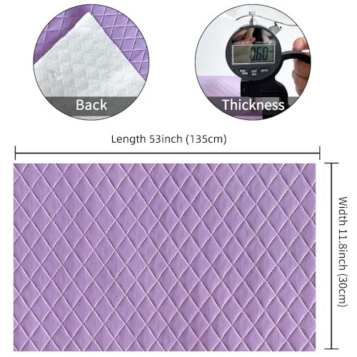 Diamond Quilted Pattern Artificial Faux Leather 11.8x53inch (30x135cm) Super Soft Craft Supplies Synthetic Leather DIY Hair Bows, Handbags and Craft Supplies (Violet) - color: Violet