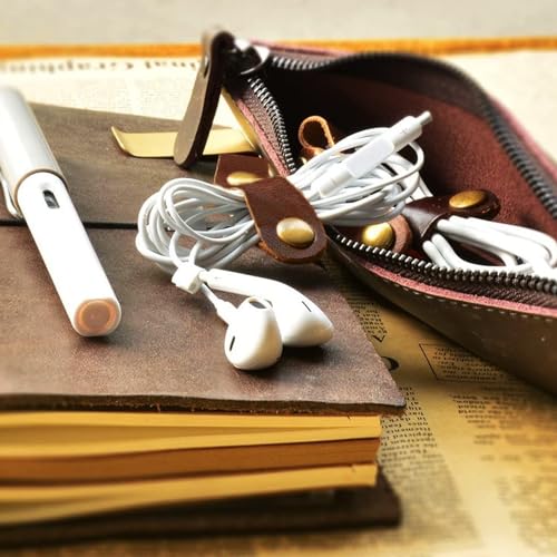 Kanemc 13PCS Leather Cord Organizer,3-Sizes Leather Cord Keeper for Travel