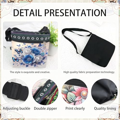 LSQFS 5D DIY Diamond Painting Crossbody Bag, PU Leather Butterfly Purse, Diamond Art Kits for Adults, Art Bag, Craft Kits for Adults Women, Creative Handmade Gift - color: Butterfly flowers 3