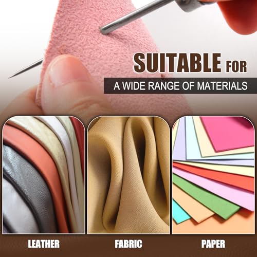 3 Pack Scratch Awl Tool with Wooden Handle with Wooden Handle Sewing Awl Gourd Shape Pin Punching for Leather Punch Hole Craft Repair Shoes Sewing Crochet DIY Handmade Stitch