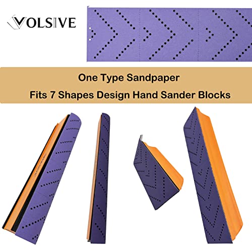 VOLSIVE 7pcs Hand Sanding Block Set, Rectangle Handheld Sanding Pad, Hook and Loop Interchangeable Assorted Shapes, for Sanding or Polishing in Auto Body and Paint Shops - Orange - color: Sanding Block, size: Orange 7pcs Set-Short Hook