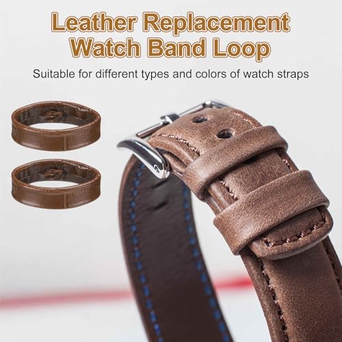 HARFINGTON Leather Watch Band Loops Replacement Watch Band Keeper Watch Strap Holder Retainer Wristwatch Strap Fastener Rings - color: Brown, size: 16mm